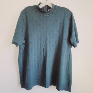 VINTAGE Napa Valley Knit Top, Very Classic Teal Sweater Blouse 1x